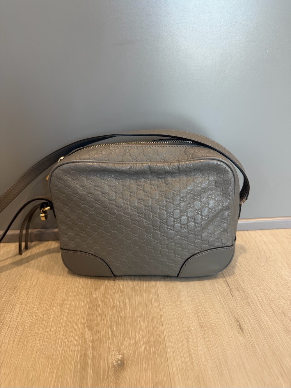 Gucci Guccissima Bree Disco Crossbody Bag Grey